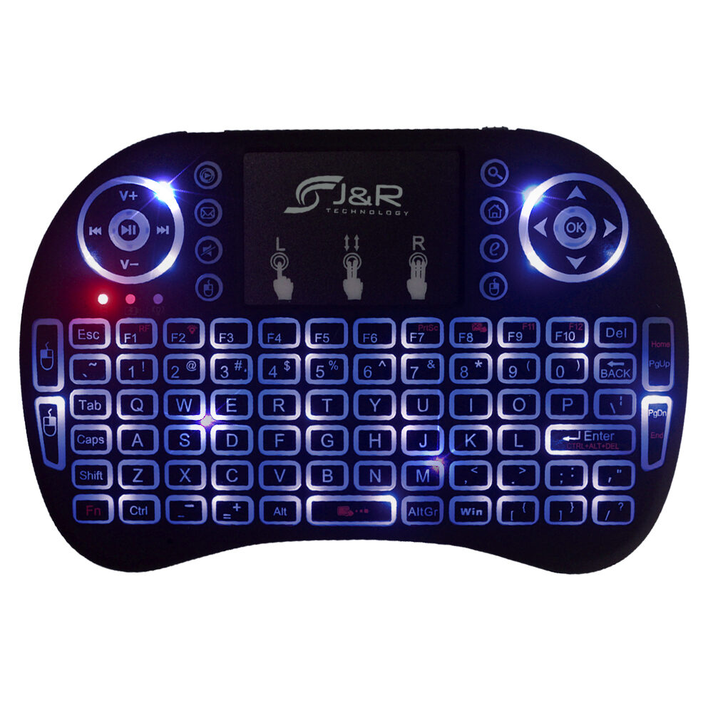 Mini teclado, mini teclado inalámbrico retroiluminado de tamaño completo  con panel táctil, teclado de pantalla táctil remoto para Android TV  Box/Smart
